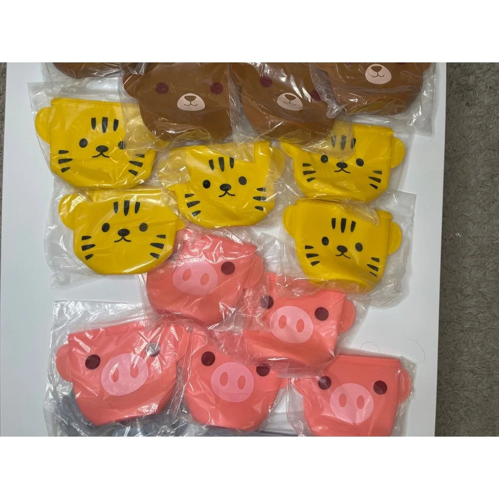 Bulk Set of 20 Animal Silicone Reusable Snack Bags Bear Tiger Pig Koala Kids